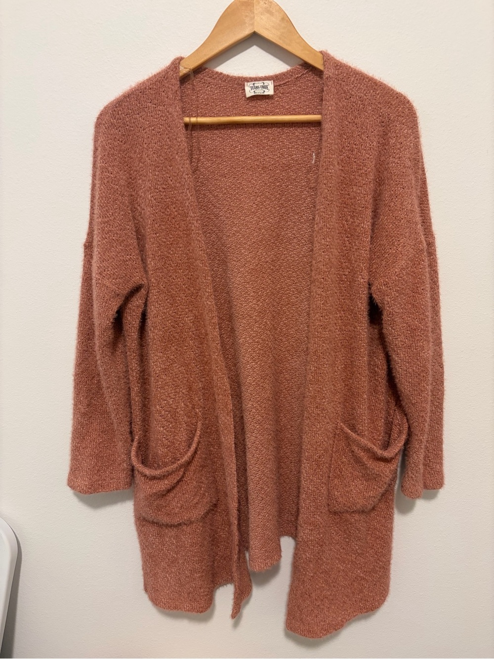 Open-Front Cozy Cardigan Sweater in Dusty Rose